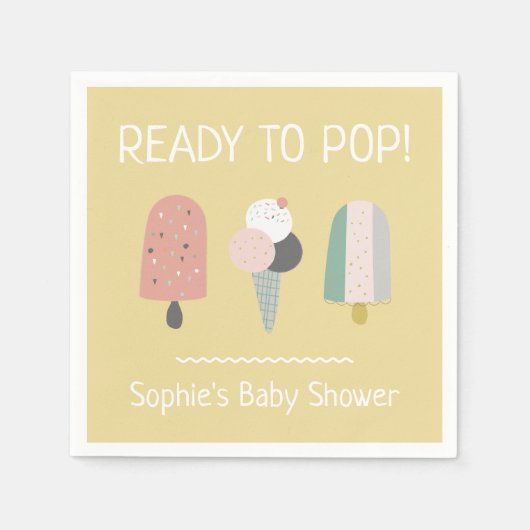 Ready to Pop Bohemian Baby Shower Napkins Mustard Servet (Voorkant)