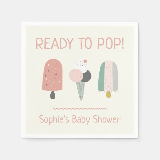 Ready to Pop Ice Cream Baby Shower Paper Napkins Servet (Voorkant)