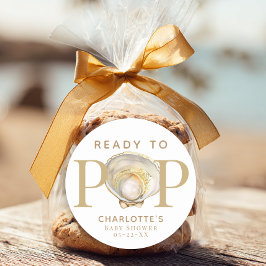 Ready to Pop Little Pearl Ocean Baby Shower Favor  Ronde Sticker