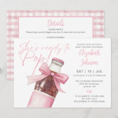 Ready To Pop Pink Soda Bottle QR Code Baby Shower Kaart (Voorkant / Achterkant)
