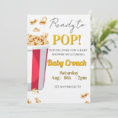 Ready to POP! popcorn baby shower invite Kaart (Staand voorkant)