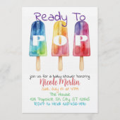 Ready To Pop, Rainbow Popsicle Baby Shower Kaart (Voorkant)