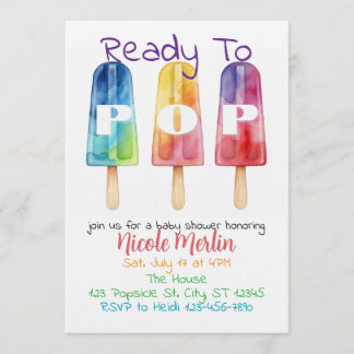 Ready To Pop, Rainbow Popsicle Baby Shower Kaart
