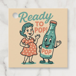 Ready to Pop Retro 1950s Maternity Baby Shower  Bedankjes Labels