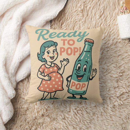 Ready to Pop Retro 1950s Maternity Baby Shower  Kussen (Deken)