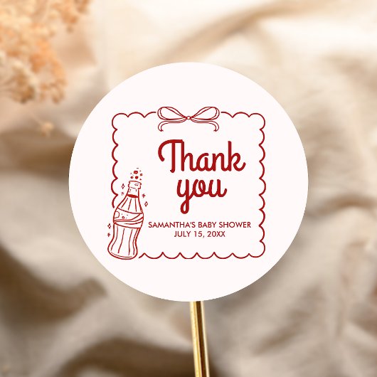 Ready to Pop Soda Baby Shower Ronde Sticker
