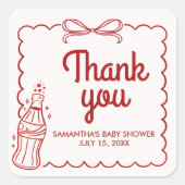 Ready to Pop Soda Baby Shower Vierkante Sticker (Voorkant)