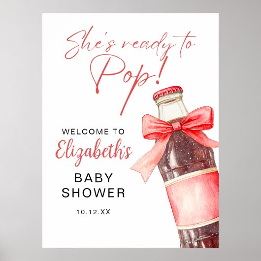 Ready To Pop Soda Bottle Baby Shower Welcome Sign Poster (Voorkant)
