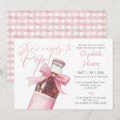 Ready To Pop Soda Bottle Pink Bow Baby Shower Kaart (Voorkant / Achterkant)