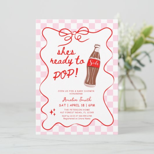Ready to Pop Soda girl Baby shower Kaart (Staand voorkant)