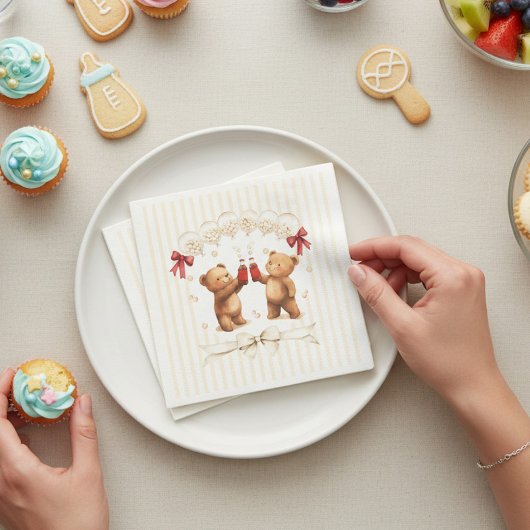 Ready to Pop Teddy Bears Baby Shower Napkins Servet