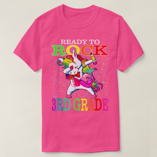 Ready To Rock 3rd Grade Back To School Dabbing Uni T-shirt (Design voorkant)