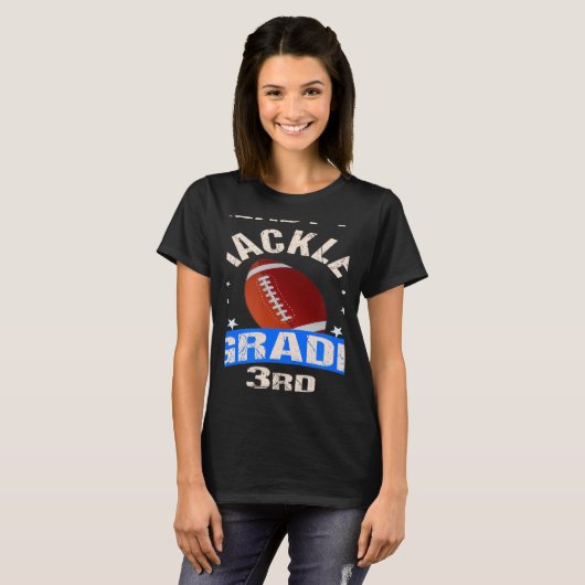 Ready To Tackle 3rd Grade Back To School Football T-shirt (Voorkant volledig)