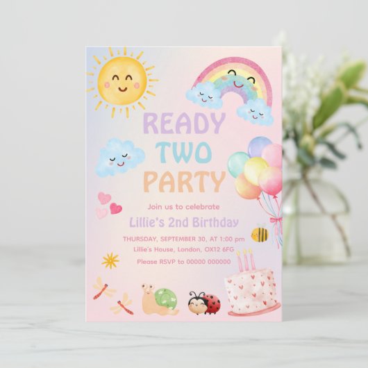 Ready TWO Feest Uitnodiging (Staand voorkant)
