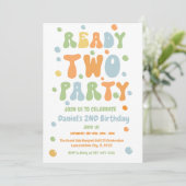Ready Two Party, Boy Second Birthday Party Kaart (Staand voorkant)