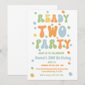 Ready Two Party, Boy Second Birthday Party Kaart (Voorkant / Achterkant)