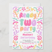 Ready Two Party Confetti Balloon 2nd Birthday  Kaart (Voorkant)