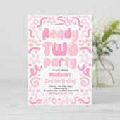 Ready Two Party Confetti Balloon 2nd Birthday  Kaart (Staand voorkant)