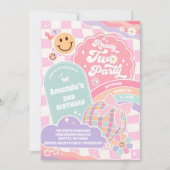 Ready Two Party Groovy Rainbow Disco 2nd Birthday  Kaart (Voorkant)