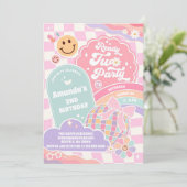 Ready Two Party Groovy Rainbow Disco 2nd Birthday  Kaart (Staand voorkant)