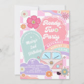 Ready Two Party Rainbow Daisy 2nd Birthday Kaart (Voorkant)