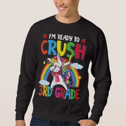 ReadyCrush 3de klasse Dabbing Unicorn terug naar S Trui (Voorkant)
