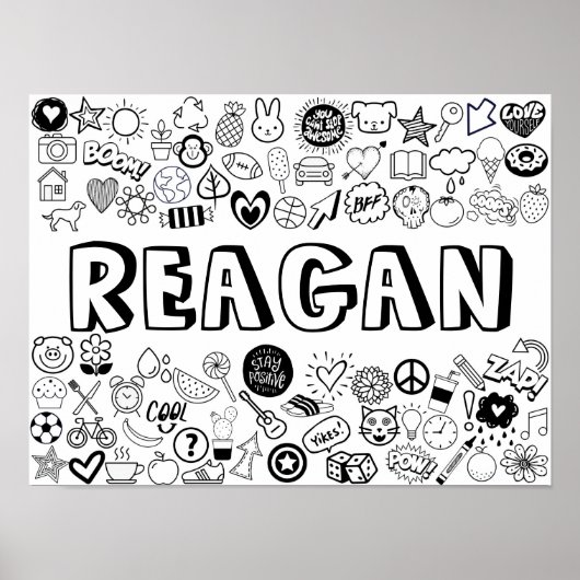 'REAGAN' Color-it-Yourself-contourontwerp Poster (Voorkant)