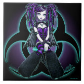 "Reagan" Cybergoth Radioactive Fairy Art Tile Tegeltje (Voorkant)