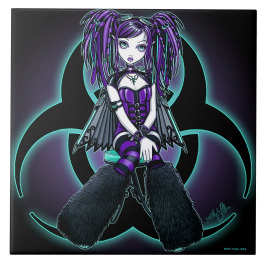 "Reagan" Cybergoth Radioactive Fairy Art Tile Tegeltje (Voorkant)