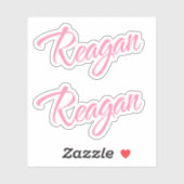 Reagan Decoratieve Naam in Roze x2 Sticker (Vel)