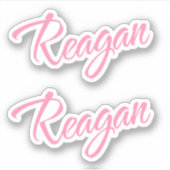 Reagan Decoratieve Naam in Roze x2 Sticker (Voorkant)