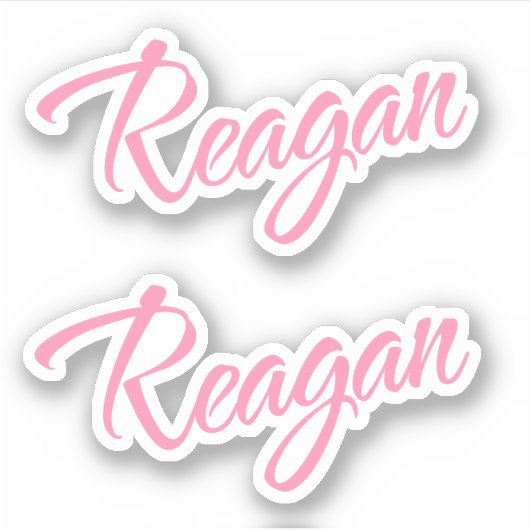 Reagan Decoratieve Naam in Roze x2 Sticker (Voorkant)