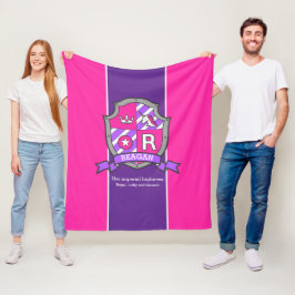 Reagan letter R naam betekent schild roze paarse Fleece Deken