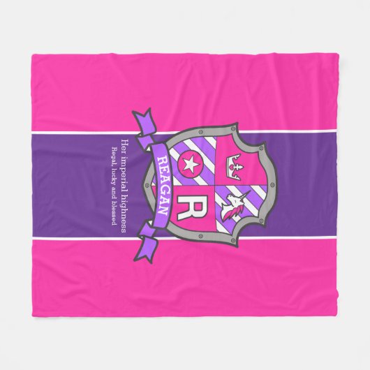 Reagan letter R naam betekent schild roze paarse Fleece Deken (Voorkant (Horizontaal))