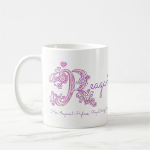 Reagan naam betekent hartbloem R monogram mok