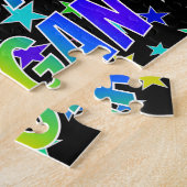 "REAGAN" Voornaam, geun "HAPPY BIRTHDAY" Legpuzzel (Zijkant)