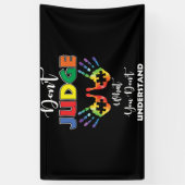 Reageer niet wat je niet begrijpt autisme spandoek (Verticaal)