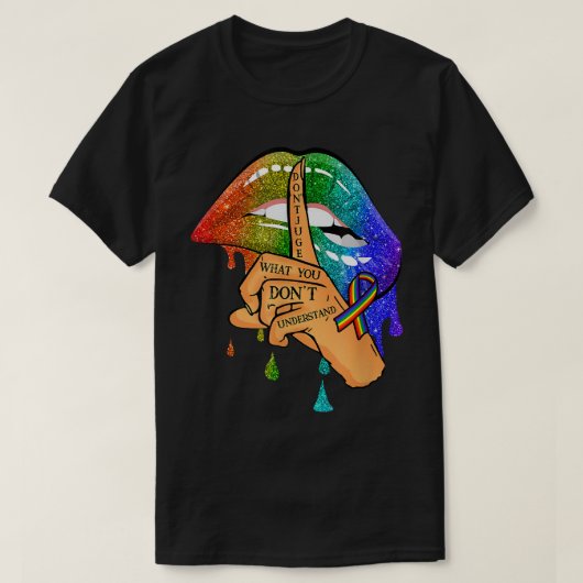 Reageer niet wat je niet begrijpt LGBT Pride L T-shirt (Design voorkant)