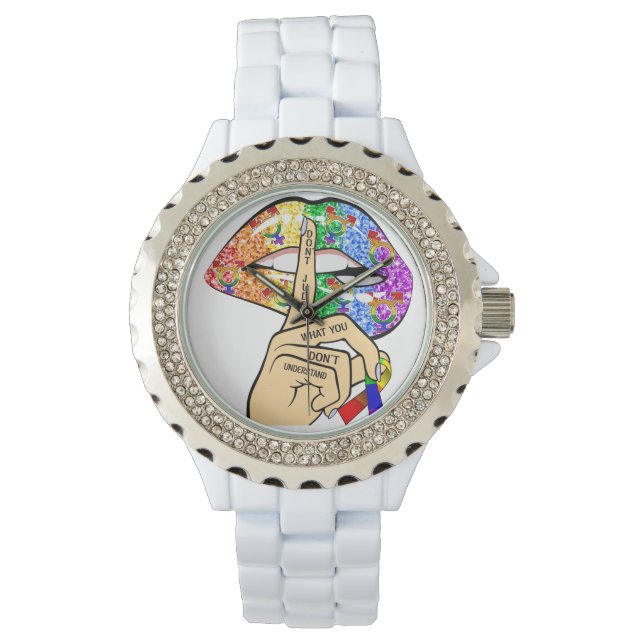 Reageer niet wat je niet begrijpt... LGBTQIA Pride Horloge (Voorkant)
