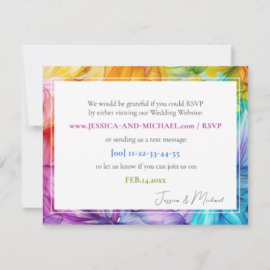 Reageer online Eetherische Bloom RSVP kaart (Achterkant)