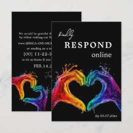 🌈❤️Reageer ONLINE Hart van Trots bruiloft RSVP Kaartje