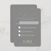 Reageer, Reageer RSVP Elegant Grijs Trouwfeest (Voorkant / Achterkant)