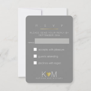 Reageer, Reageer RSVP Elegant Grijs Trouwfeest Kaartje