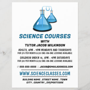Reageerbuizen voor wetenschap, cursus wetenschap r flyer