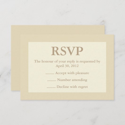 Reageren op Cream & Ecru Event, RSVP of Responskaa (Voorkant / Achterkant)