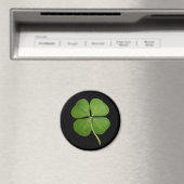 Real 4 Leaf Clover Shamrock Black Magneet (Insitu (Vaatwasser))