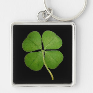Real 4 Leaf Clover Shamrock Black Sleutelhanger