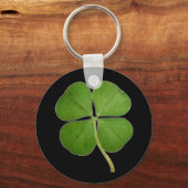 Real 4 Leaf Clover Shamrock Black Sleutelhanger (Voorkant)