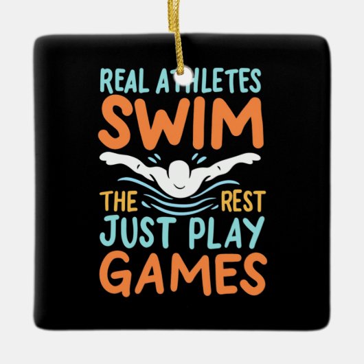 Real Athletes Swim Keramisch Ornament (Voorkant)