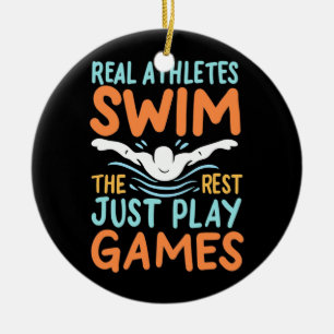 Real Athletes Swim Keramisch Ornament